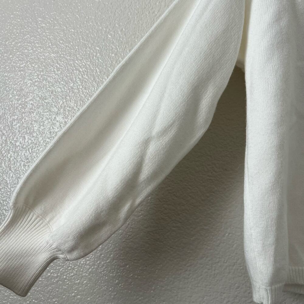 Lulus ivory cream turtleneck sweater bishop balloon sleeves - Picture 2 of 5